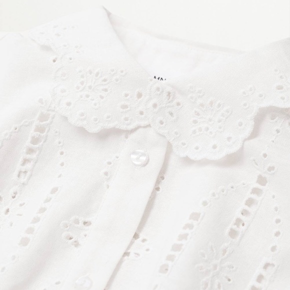 MANGO Swiss embroidery linen blouse 2 - Picture 3 of 5